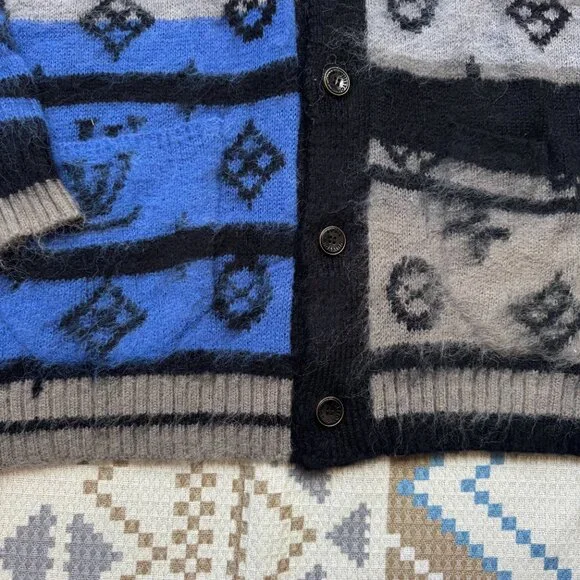 Louis Vuitton Blue Mohair Monogram Mohair Cardigan - Picture 4 of 10
